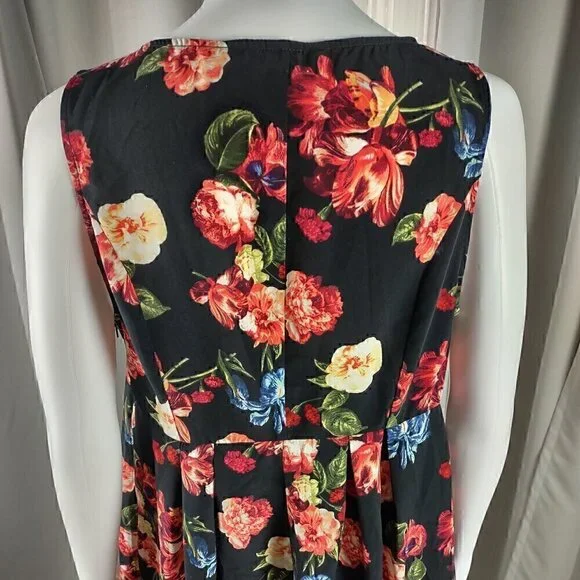H&M "Mama" Women's Black, Pink, Floral, Side Zip, Sleeveless, Midi Dress Size M - Picture 4 of 15
